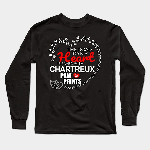 My Chartreux Paw Prints - Gift For Chartreux Parent Long Sleeve T-Shirt by HarrietsDogGifts